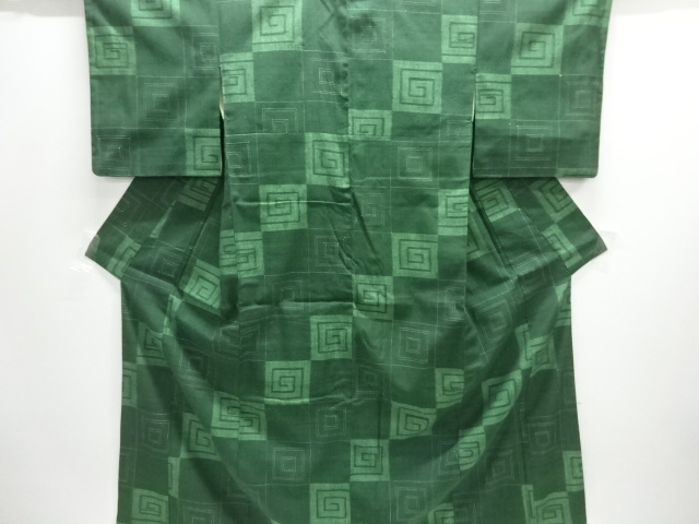 JAPANESE KIMONO / SILK / TSUMUGI / WOVEN SQUARES & SPIRALS